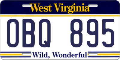 WV license plate OBQ895