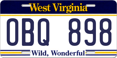 WV license plate OBQ898