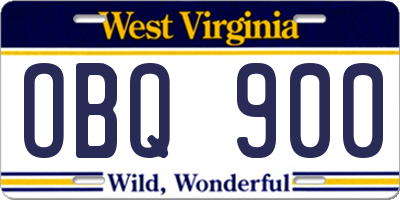 WV license plate OBQ900