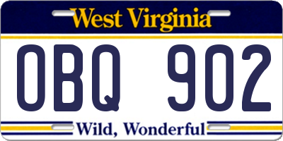 WV license plate OBQ902