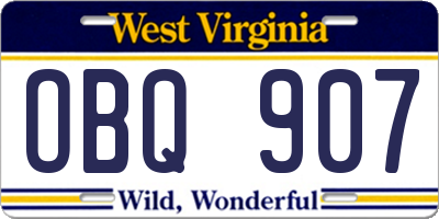 WV license plate OBQ907
