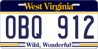 WV license plate OBQ912