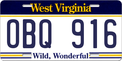 WV license plate OBQ916