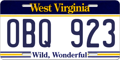 WV license plate OBQ923