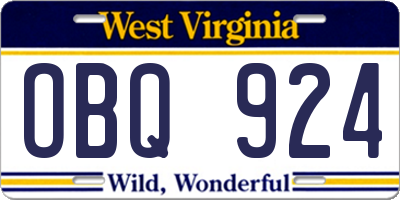 WV license plate OBQ924