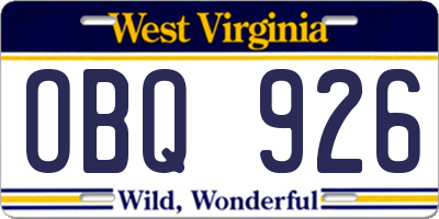 WV license plate OBQ926