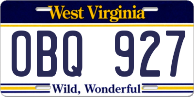 WV license plate OBQ927