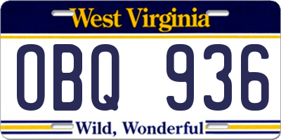 WV license plate OBQ936