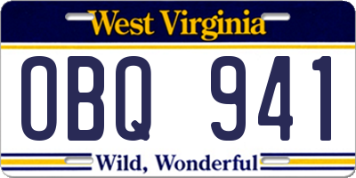 WV license plate OBQ941
