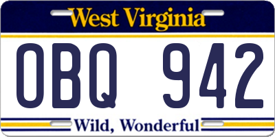 WV license plate OBQ942