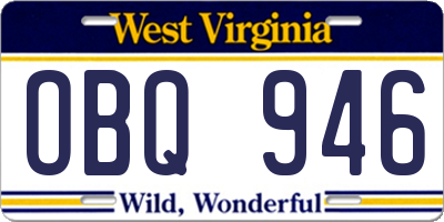 WV license plate OBQ946