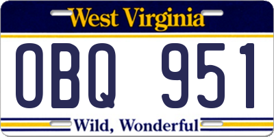 WV license plate OBQ951