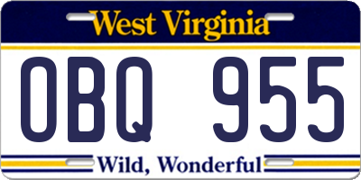WV license plate OBQ955