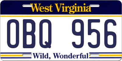 WV license plate OBQ956