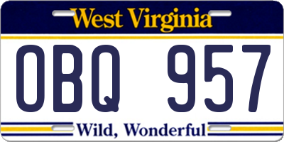 WV license plate OBQ957