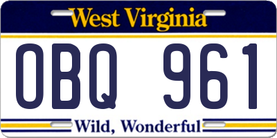 WV license plate OBQ961