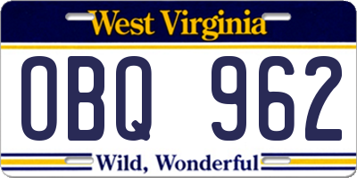 WV license plate OBQ962