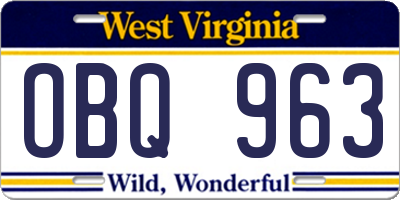 WV license plate OBQ963