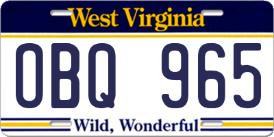 WV license plate OBQ965