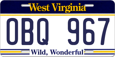 WV license plate OBQ967