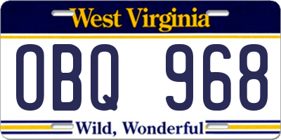 WV license plate OBQ968