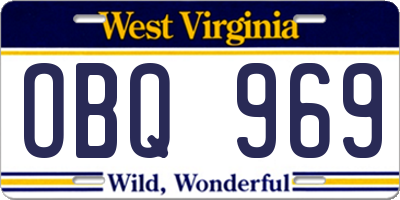 WV license plate OBQ969
