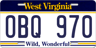 WV license plate OBQ970