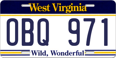 WV license plate OBQ971