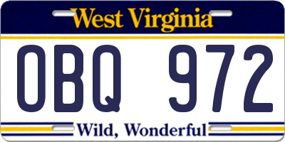 WV license plate OBQ972