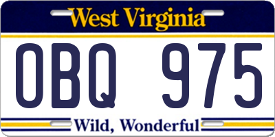 WV license plate OBQ975