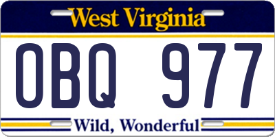 WV license plate OBQ977