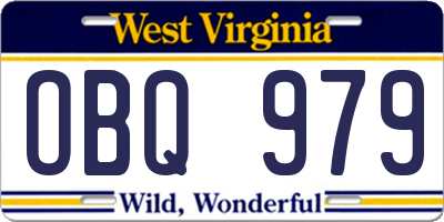 WV license plate OBQ979