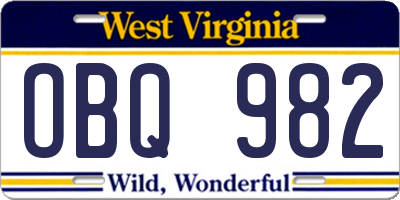 WV license plate OBQ982