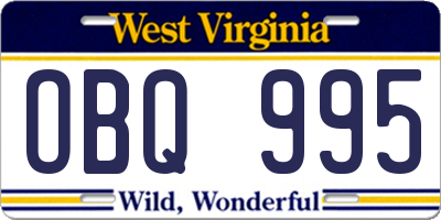 WV license plate OBQ995
