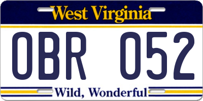 WV license plate OBR052