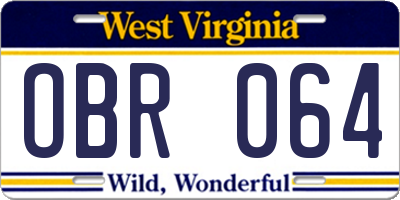 WV license plate OBR064