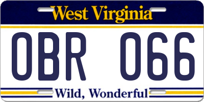 WV license plate OBR066