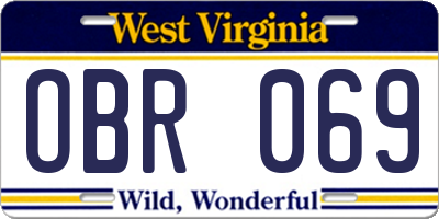 WV license plate OBR069