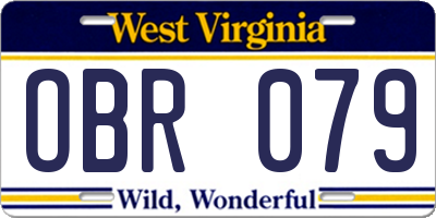 WV license plate OBR079