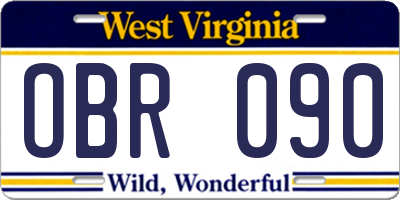 WV license plate OBR090