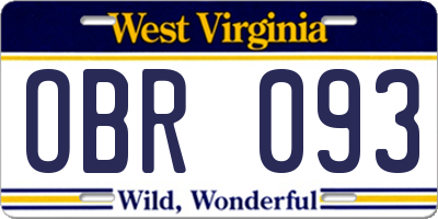 WV license plate OBR093