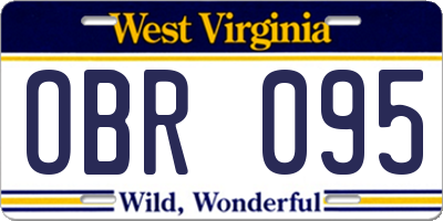 WV license plate OBR095