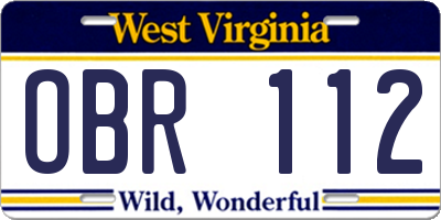 WV license plate OBR112