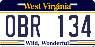 WV license plate OBR134