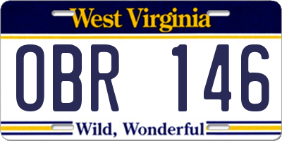 WV license plate OBR146