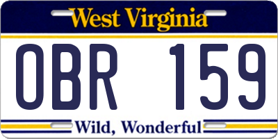 WV license plate OBR159