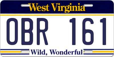 WV license plate OBR161