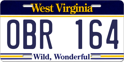 WV license plate OBR164