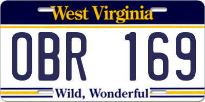 WV license plate OBR169