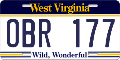 WV license plate OBR177